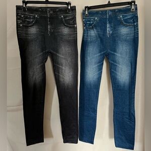 Bundle of 2 Winter Theral Denim Leggings. BLUE & BLACK. 95% polyester 5% spandex
